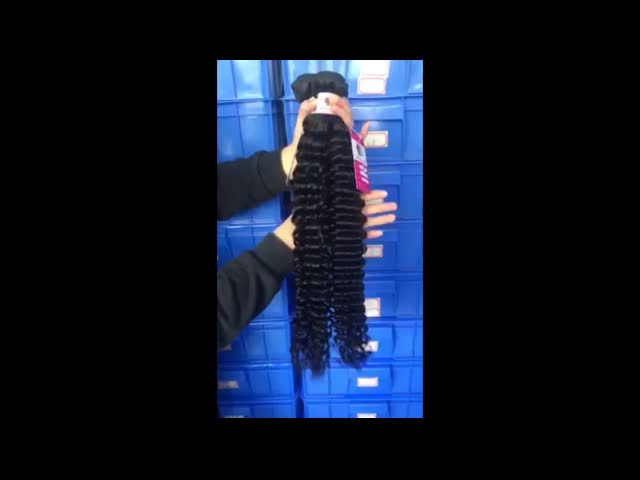 Natural 100% Brazilian Virgin Deep Wave Hair Bundles With 4x4 Lace Closure