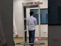 Прогулка термометра лба через датчик температуры высоты ворот 1.5m металлоискателя video