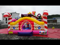 Colorful Candy Moonwalk Bounce House Slide Inflatable Kids Playground