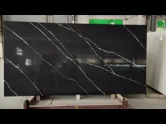 Countertop популярного кварца Calacatta черноты прямой связи с розничной торговлей фабрики стиля искусственного каменный для кухни video