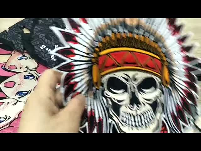 Cheap custom biker motorcycle skull embroidery patches with high quality
