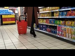 Единая ручка корзина супермаркета тележка пластиковая корзина с колесами video