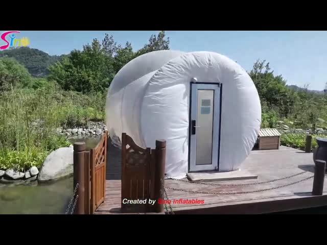 Гостиница шатра пузыря романтичных комнат Глампинг 2 раздувная с дверями комнаты и замка ванны от Сино Инфлатаблес видео