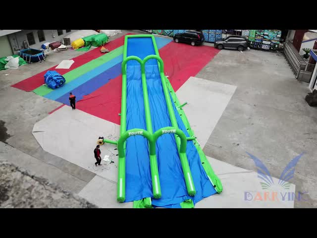 Изготовленный на заказ голубой гигантский раздувной жизненный период длинной жизни события улицы города водных горок видео