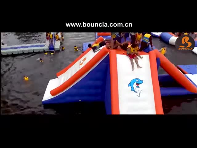 Цвет зеленого цвета аквапарк озера брезент ПВК Дурабле 0.9мм раздувной, голубых и красных видео