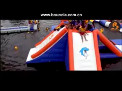 Цвет зеленого цвета аквапарк озера брезент ПВК Дурабле 0.9мм раздувной, голубых и красных video