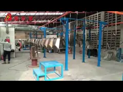 Линии покрытия промышленная автоматическая цепь транспортера и высокотемпературные системы порошка печи video