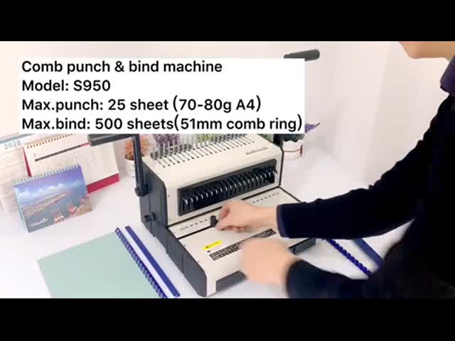 машина вязки гребня рабочего стола 6.5mm пластиковая для документа 500 листов видео