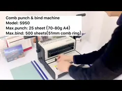 машина вязки гребня рабочего стола 6.5mm пластиковая для документа 500 листов video