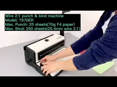 T970E 20sheets Max Punching Capacity And Paper Binding Machine video