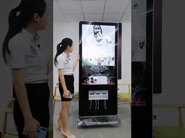 LG 55 Inch Standing LCD Advertising Display With Wire And Wireless Charging Station USB Interface