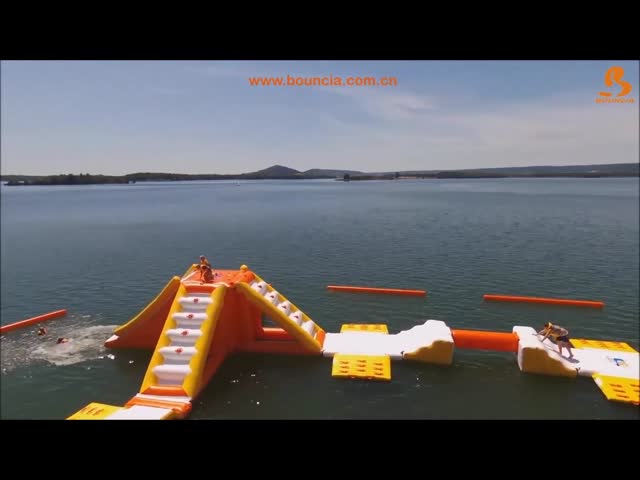 Игры парка Аква Франции раздувные с аттестацией ТУВ для озера видео