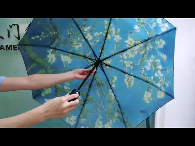 Напечатанная передача тепла анти- ультрафиолетового складного зонтика автоматическая Виндпрооф складная видео