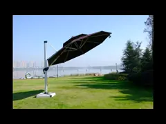 Патио консольное водоустойчивое Sunbrella сада 3.5m римское video