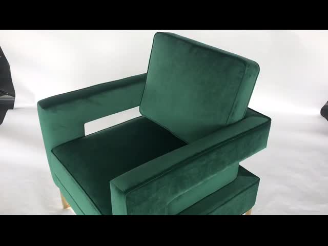 Cadeira ocasional de veludo verde de aço inoxidável moderno dos pés do ouro