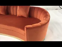velvet curved orange sofa