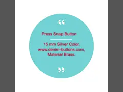 Press Snap Button 15 mm Silver Color