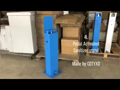 стойка Sanitiser пола металла распределителя дезинфицирующего средства руки ноги 5L активированная педалью video