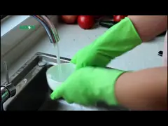 Хлопок m 50g распыляет перчатки домочадца Flocklined очищая для Dishwashing video