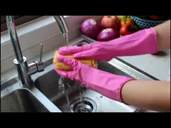 OEM L 60g Dip Flock Lined Household Cleaning Gloves Latex Gloves