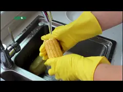 Окунутые выровнянные стадом домочадца перчаток латекса перчатки резинового очищая многоразовые video