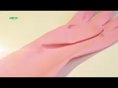 Перчатки розового прочного рукава Houseohld дополнительного длинного резиновые для Dishwaashing video