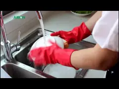 Waterproof Flocklined Household Rubber Gloves  Cleaning Gloves Durabe Reuasble