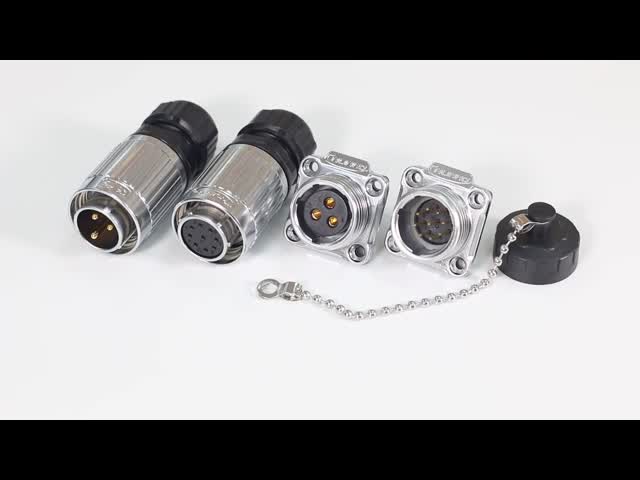 Металл вокруг водоустойчивой штепсельной вилки CNLINKO YW20 Pin круговых соединителей 500V 4 мужской видео