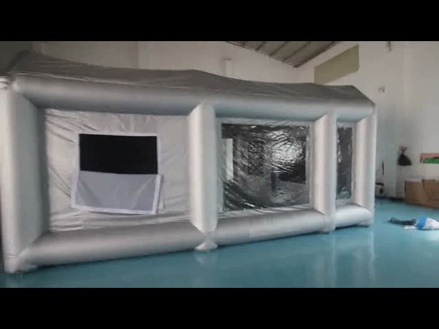 6x4x3m UV Resistant Silver Inflatable Car Spray Booth Painting Station For Car Painting