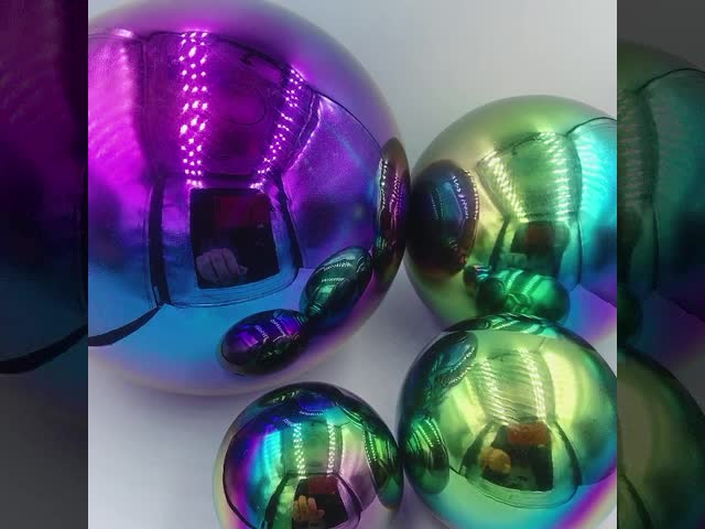 Garden Decorative Large Stainless Steel Metal Gazing Ball Rainbow Hollow Stainless Steel Balls