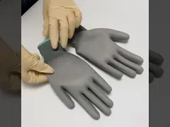 Безшовная связанная ладонь PU ESD приспосабливать перчатки с вкладышем полиэстера video