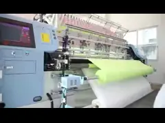 Computerized multineedle shuttle quilting machine for garments