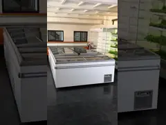 স্লাইডিং idsাকনা 1050 লিটারের সংমিশ্রণ দ্বীপ ওপেন শীর্ষ প্রদর্শনীর বুকে ফ্রিজার