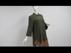 98% Cotton 2% Metallic Wire Button Down Womens Long Sleeve Shirt