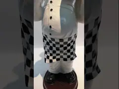 Скульптура шеф-повара держателя вина шеф-повара смолы Фигурине статуи Полыресин оформления таблицы шеф-повара небольшая video