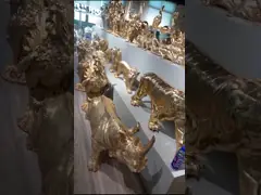 Домашний серебр оформления листал скульптура леопарда стеклоткани Фигуринес Полыресин животная video