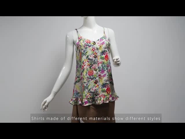 Adjustable Shoulder Straps Viscose Floral Print Tank Tops For Women
