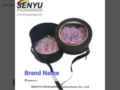 Коробки роскошной розовой трубки бумаги цветка 1500gsm упаковывая с крышкой video