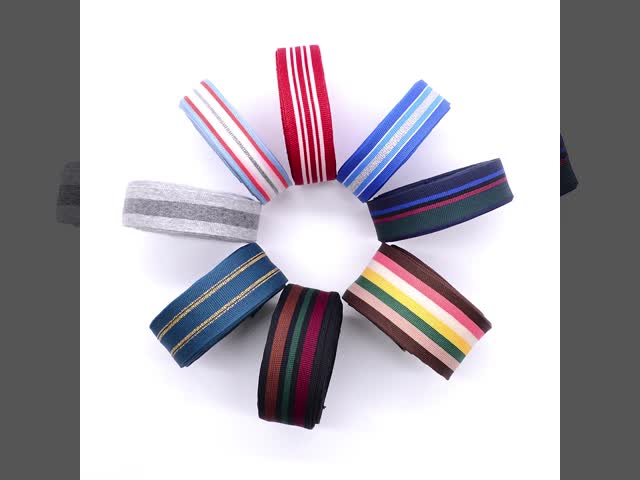 Webbings полиэстера KJ20045 голубые красные металлические 2.5cm видео