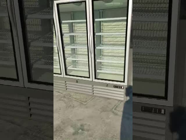 220V 50H Upright Glass Door Freezer Beverage Glass Display Cooler 1380L Display Volume