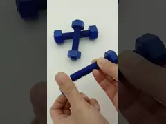 Стержень покрытый политетрафторэтиленом стальной скрепляет болтами болт PTFE законченный двойником продетый нитку с гайками video