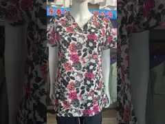 155 GSM печатает короткими свободное от Морщинк печати воротника рукава свернутое женщинами медицинское равномерное противомикробное video