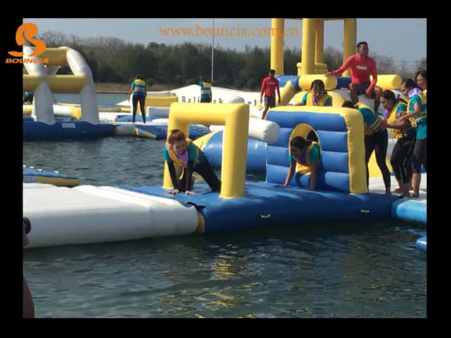 Outdoor Inflatable Water Park Seeker Floating Sport Game  With Slide