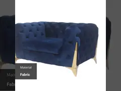 софа Chesterfield бархата Seater сини военно-морского флота 3 длины 245cm для виллы video