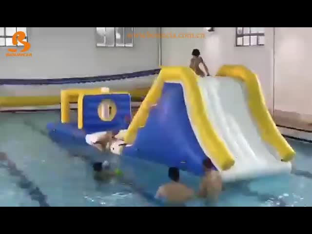 Tobogán acuático inflable hecho profesional con la lona del PVC de 0.9m m El video