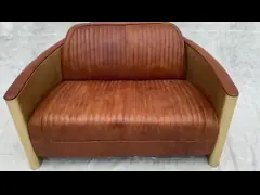 Неподдельная софа авиации Брауна кожаная алюминиевая задняя для комнаты прожития video