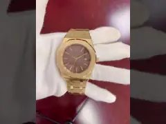 PVD Plated Gold Mens Quartz Stainless Steel Watch 5atm Water Resistant video