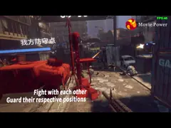 Игроки взаимодействующего имитатора виртуальной реальности динозавра Multi дают полный газ игровому автомату стрельбы video