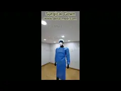 PP SMS Tie On Neck Elastic Cuff Sterile Reinforced Surgical Gown At Sleeves