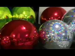 Красные зеленые изготовленные на заказ шарики диско сферы смертной казни через повешение шарика зеркала PVC двойного слоя размера раздувные раздувают для рекламировать события video